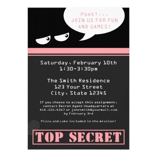 SPY Birthday Party Custom Photo Invitation
