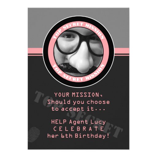 SPY Birthday Party Custom Photo Invitation