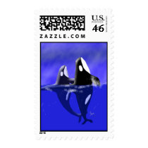 Spy Hopping Orca Whales on Postage Stamp stamps
