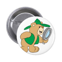Spying Detective Bear Pinback Buttons