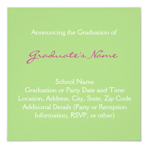 Sqare Pink Green Paisley Graduation/Party Custom Announcement
