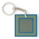 Square Acrylic Keychain, Hearts and Check Gingham