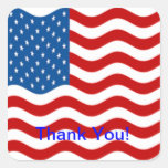 Square American Flag Thanks Sticker