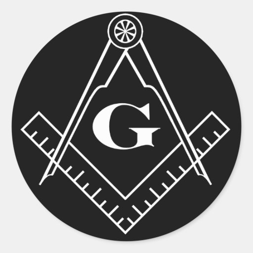 Square and Compass High Res2whitecropped Round Stickers