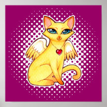 Square Art Print, Custom Decor - Angel Fairy Cat