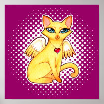 Square Art Print, Custom Decor - Angel Fairy Cat