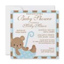 Square Baby Bear Baby Shower Invitation