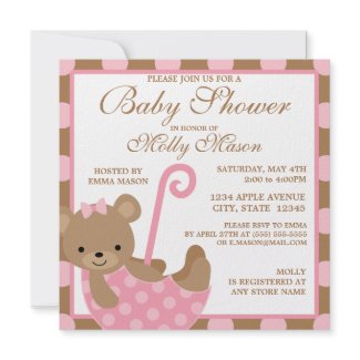 Square Baby Bear Baby Shower Invitation invitation