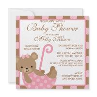 Square Baby Bear Baby Shower Invitation