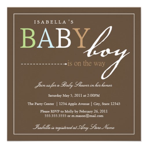 Square BABY BOY Baby Shower Invitation