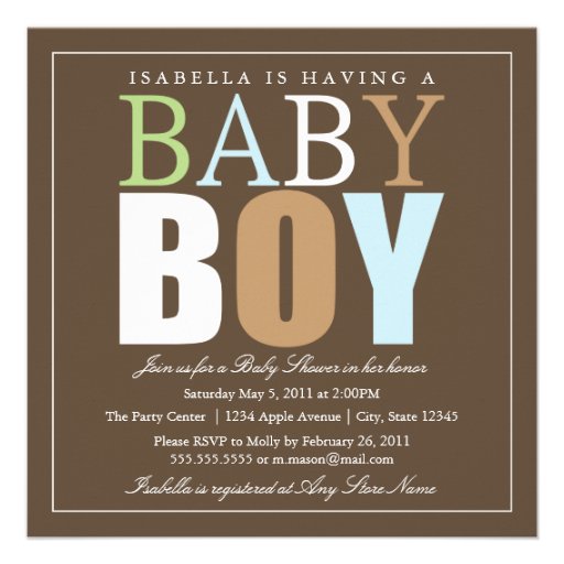 Square Baby Boy | Baby Shower Invite