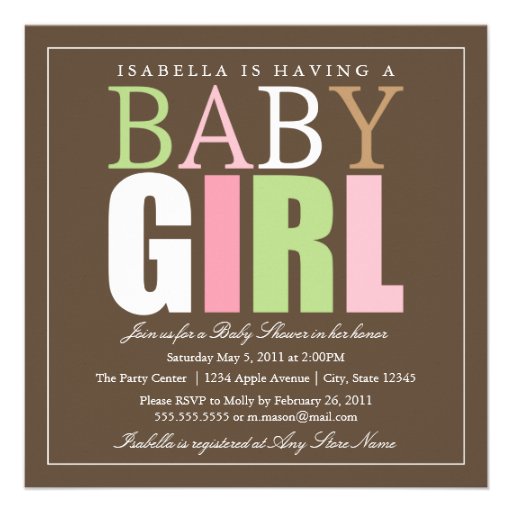 Square Baby Girl | Baby Shower Invite