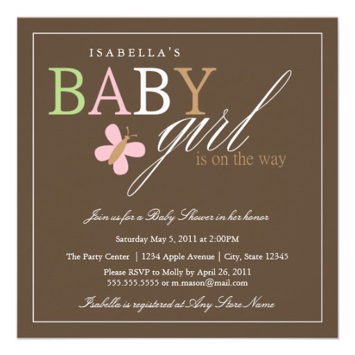 Square Baby Girl | Baby Shower Invite (front side)