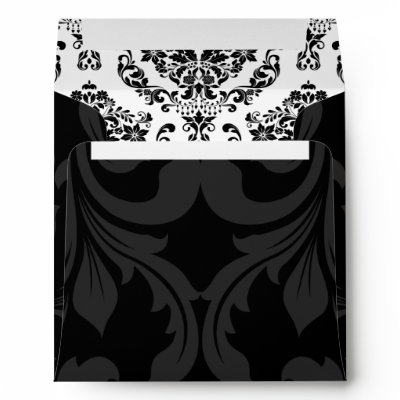 Square Black and White Damask Flap Envelopes
