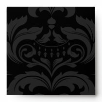 Square Black and White Damask Flap Envelopes