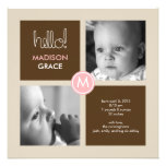 Square Blocks - 2 Photos Birth Announcement invitations