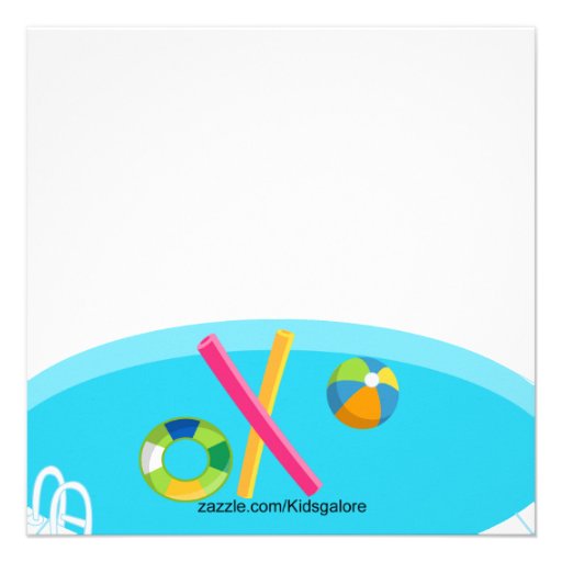 Square Blue Pool Party Boys Birthday Invitation