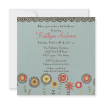 Square Brown Floral Bridal Shower Invitation by celebrateitinvites Square Brown Floral Bridal Shower Invitation