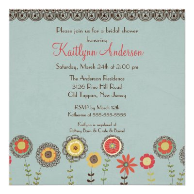 Square Brown Floral Bridal Shower Invitation