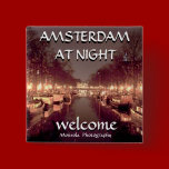 Square Button -Amsterdam at night  buttons