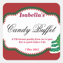 Square Christmas tree Candy Buffet Sticker