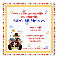 Square Clown Car Invitation