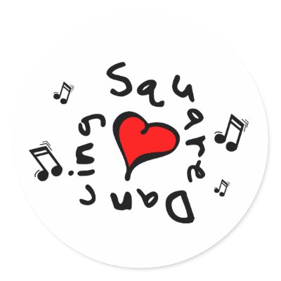 Square Dancing I Heart-Love Gift Round Stickers by danceteeshirts