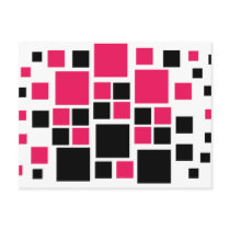 Square Design Art Black / Hot Pink postcards by irgcom Square Design Art Black / Hot Pink postcards