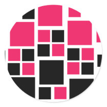 Square Design Art Black / Hot Pink stickers by irgcom Square Design Art Black / Hot Pink stickers