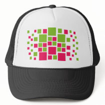 Square Design Art Lime Green / Hot Pink hats by irgcom Square Design Art Lime Green / Hot Pink hats