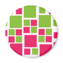 Square Design Art Lime Green / Hot Pink magnets