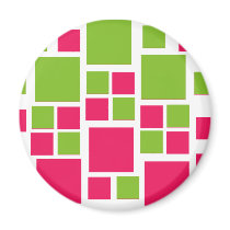 Square Design Art Lime Green / Hot Pink magnets