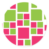 Square Design Art Lime Green / Hot Pink stickers by irgcom Square Design Art Lime Green / Hot Pink stickers