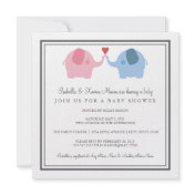 Square Elephants In Love Baby Shower Invitation