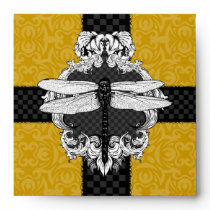 Square Gold Dragonfly Envelopes