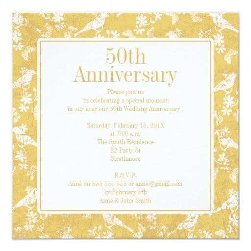 Square Golden 5oth Wedding Anniversary Invitation Zazzle