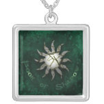 Square Green, Pagan, Wiccan pendant necklace