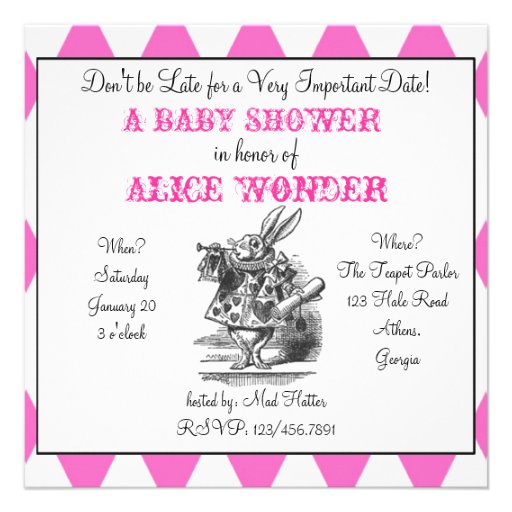 Square Harlequin Alice invitation