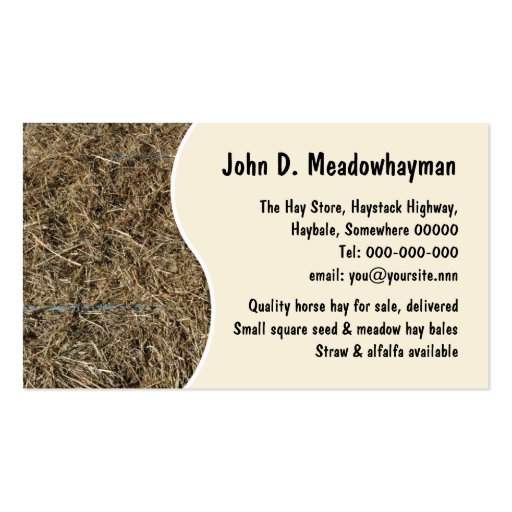 Square hay bales business card (front side)