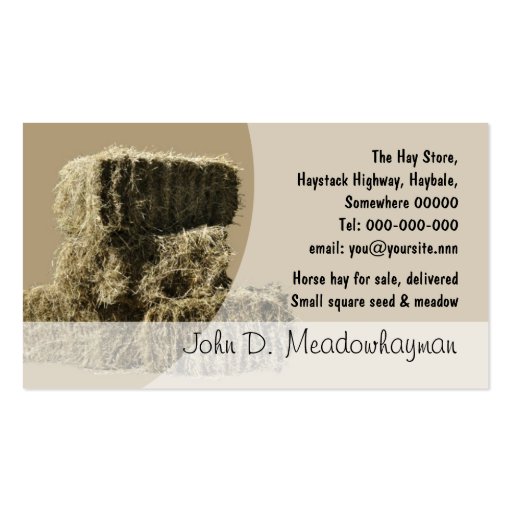 Square hay bales business card (front side)