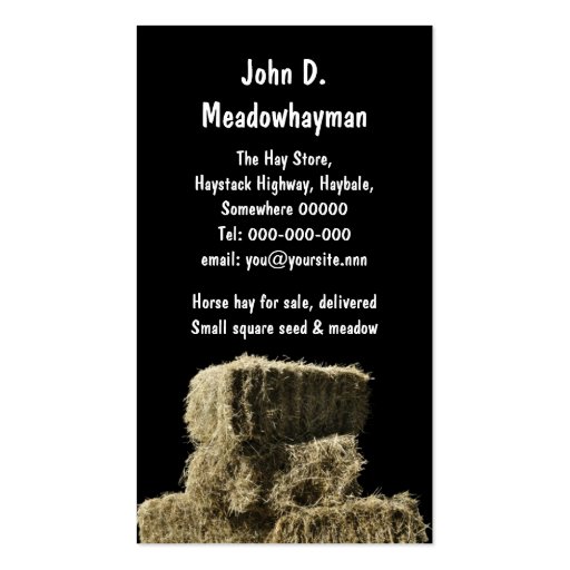 Square hay bales business card (front side)