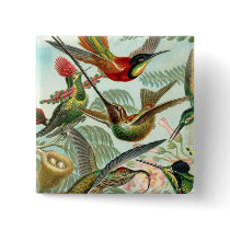 Square Hummingbird Button by mosswood Square Hummingbird Button