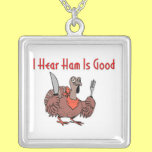 Square "Humorous Holiday" Sterling Silver Necklace necklaces