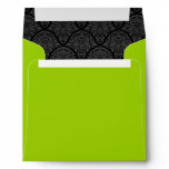 Square Lime Green Damask Flap Monogram Envelopes