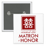 Square Logo Double Happiness Chinese Wedding buttons