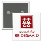 Square Logo Double Happiness Chinese Wedding buttons