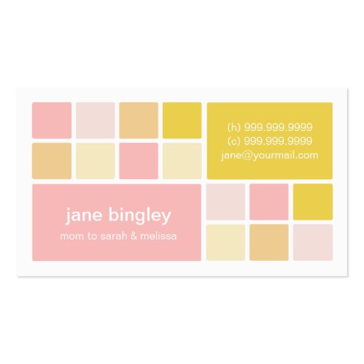"Square One" Pink & Yellow Mommy Business Card