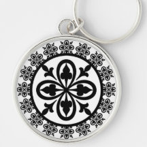 Square Ornate Green Damask Gothic Wedding favor ke Key Chain