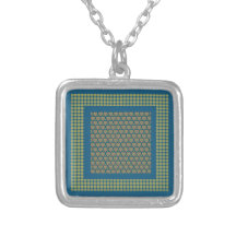 Square Pendant Necklace, Hearts and Check Gingham