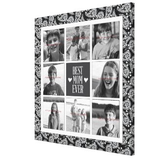 Black and white paisley 8 photo collage canvas. By Carla Schauer Designs on Zazzle